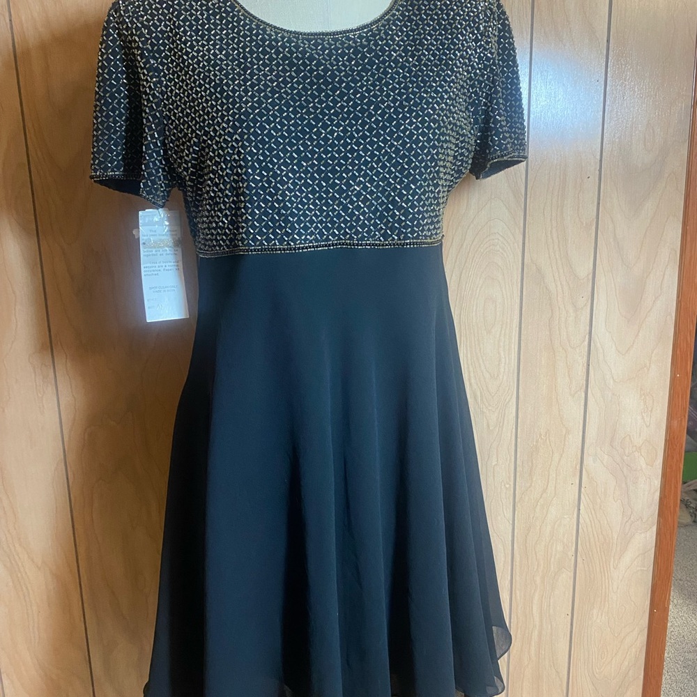 Elegant Black Beaded Women's Dress